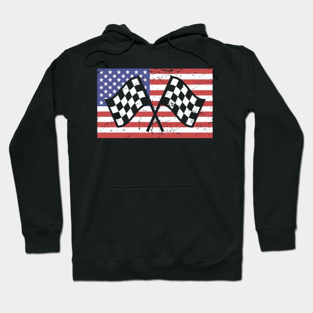 American Flag | Race Car Racing Gift Hoodie by MeatMan